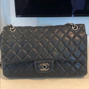 Chanel Black Lambskin Classic Bag Damaged